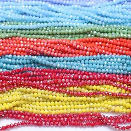 400Pcs/Lot AB Rondelle Glass Beads Green 4mm Faceted Round Beaded For DIY Making Crystal Charms Jewelry Needlework Accessories