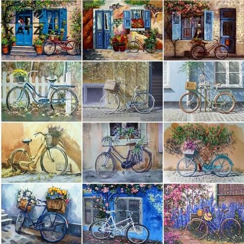 5D Diy Diamond Painting Bicycle Decoration Aesthetics Cross Stitch Diamond Embroidery Landscape Mosaic Diamond Wall
