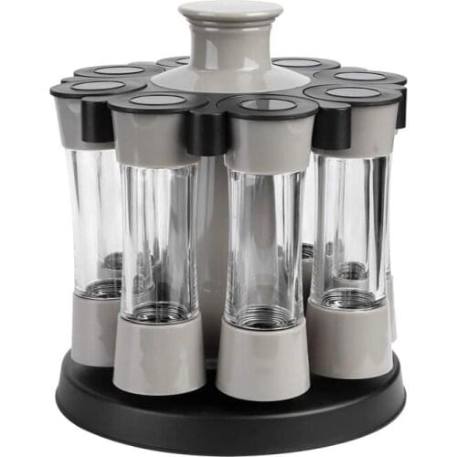 8Pcs/Set 360 Rotating Spice Jar Rack Condiment Set Coffee Sugar Seal Jar Container Rack Kitchen Cooking Seasoning Storage Bottle