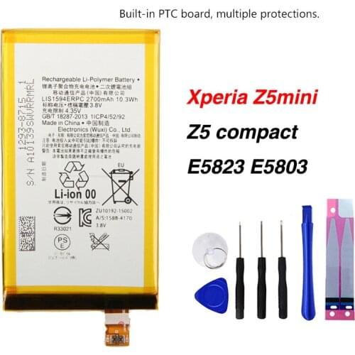 Original LIS1594ERPC Battery For Sony Xperia Z5mini XA Ultra C6 F3216 F3215 F3216Xc Xmini F5321 Z5C Z5 compact 2700mAh