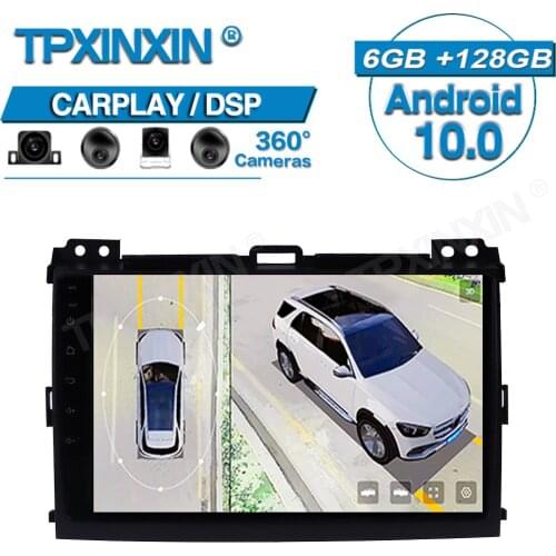 6+128G For Toyota Prado 2004-2009 Android 360 HD Auto Surround View Camera Car Multimedia Player Stereo Radio GPS Navigtion