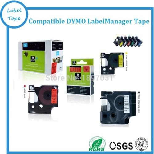 Free shipping high quality 5pcs/lot 12mm choose Colors Dymo D1 45010 45011 45012 45013 45014 Ribbon label Maker Dymo D1 Tape