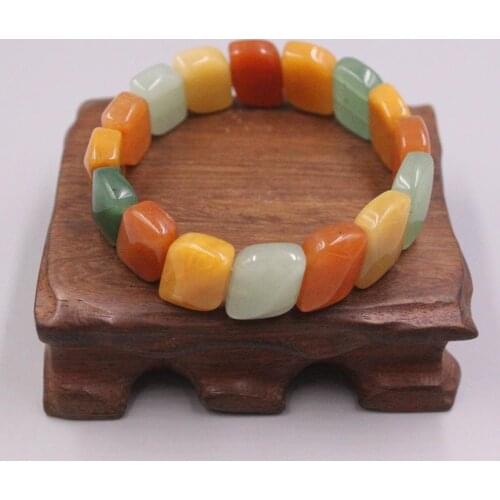 New Agate Bracelet Width 16mm Colourful Quadrate Beads Bracelet Diameter 55-58mm