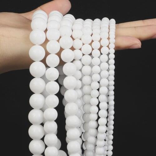 Baked White Glass Natural Stone Beads Round Loose Spacer Beads For Jewelry Making DIY Necklace Charm Accessories 4/6/8/10/12MM