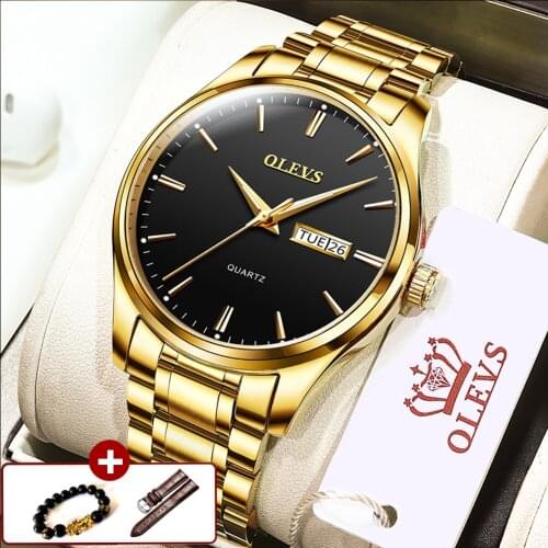 Original Luxury Brand Gold Men Watches Stainless Steel Quartz Date Waterproof Casual Designer Watch Wristwatch Fashion Male Box