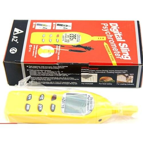 Digital Pocket Psychrometer Temperature and Humidity Meter Hygrometer with Dew Wet Bulb