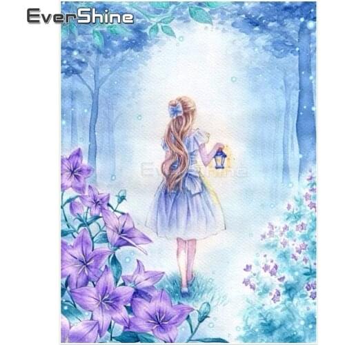 EverShine Diamond Embroidery Girl And Flower Pictures Of Rhinestones 5D Diamond Painting Full Round People Home Decoration Gifts