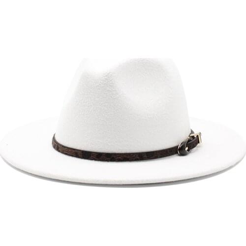 New Men Wool Fedora Hat Wide Brim Women Faux Woolen Ladies Fedora Jazz Hat Belt Caps Bowler Felt Hats Autumn Winter hats 56-60cm