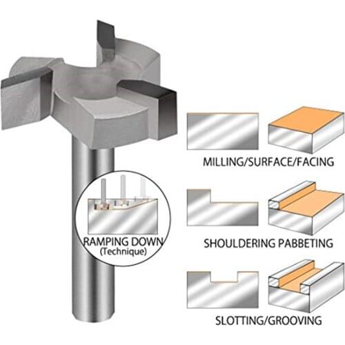 CNC Milling Cutter Spoilboard Surface Router Bit 1/4 Inch Shank Durable Carbide Cutter Tipped Woodworking Tools