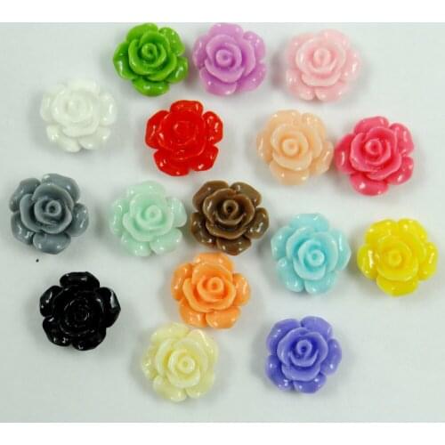 Wholesale 100PCs various colors Rose Flower Shape Acrylic Beads Bracelet Necklace Jewery Findings 13mm 100Pcs/Bag NO HOLE