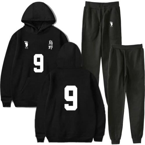 Haikyuu 2020 Autumn Winter Mens Hoodies Sportswear Sets Hooded Casual Tracksuit Men 2 Piece Sweatshirt + Sweatpants Set