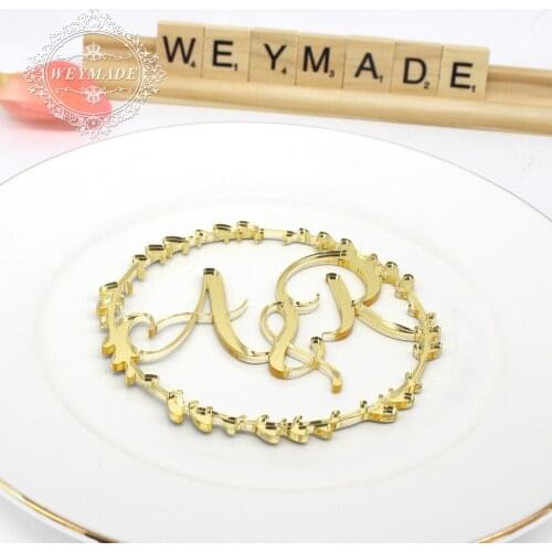 Custom Wedding Monogram Laser Cut Wedding Logo Laser Cut Initials Wedding Place Cards Laurel Wreath Wedding Table Signs Decor