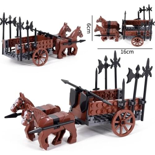 Chinese Medieval Soldier Carriage Qin Empire Chariot Building Block Bricks Ancient Military War Helmet Toys For Children