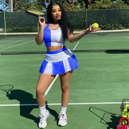 TNNAOFF Patchwork Striped Two Piece Tracksuits Women Set Sleeveless Tank Tops Summer Sexy Mini Dresses Lounge Wear Matching Sets