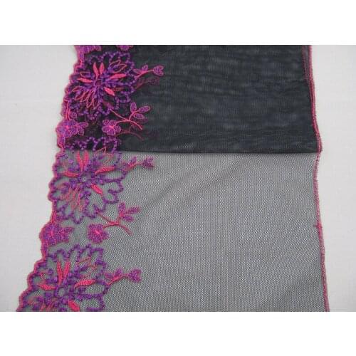 20Yards Lace Fabric Tulle Embroidered Flower Black Purple Blue Trim Ribbon Net for Wedding Dress Sewing Accessories 20cm Wide