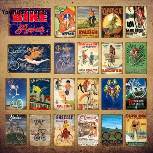 Bike Repair Metal Poster Bicycle Racing Metal Signs Vintage Retro Painting Plaque Bar Pub Club Decoration Wall Decor YI-221