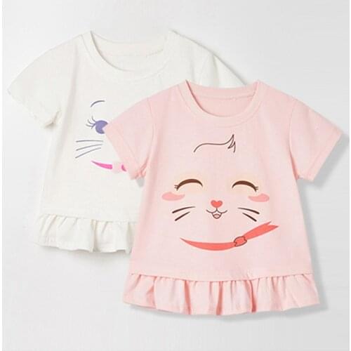 Girls Mini Dress 100% Combed Cotton Kids t-shirt Quality Summer Short Sleeve Infant Children White Tee Baby Girl Clothes Tops 3Y