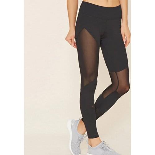 Fashion Mesh Splicing Fitness Yoga Pants High Waist Workout Yoga Legging For Women Breathable Sweat Seamless Leggings Tights