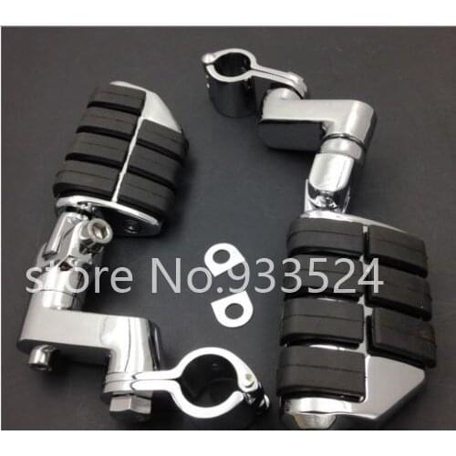 Motorcycle Dually Highway Clamp 1" Foot Pegs Footrest For Harley Sportster Honda GoldWing GL1800 Yamaha Suzuki Kawasaki VN800