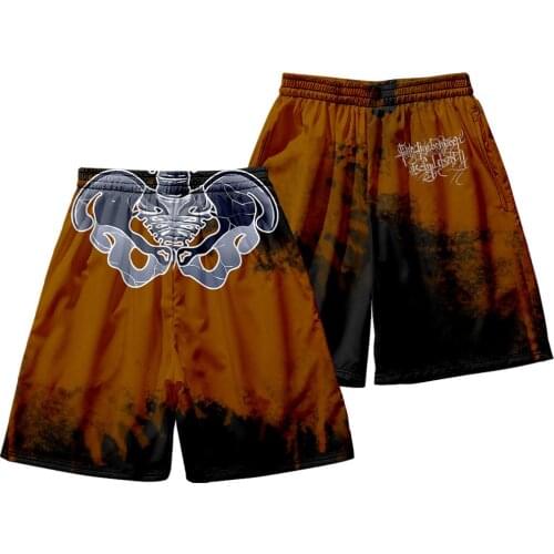 2021 New Summer Men Bodybuilding Breathable Shorts Fashion Casual Fitness Men Skeleton Print Shorts Boardshorts