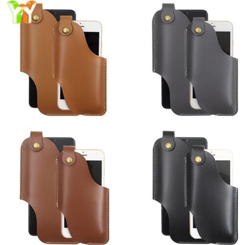 Men Phone Carrier Belt Hip Pouch Hanging Waist Bag Holster Wallet PU Leather Carrying Case Mini Travel Messager Pack