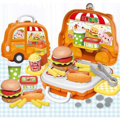 Pretend Play Set Kitchen Food Toys Simulation Hamburger Kitchenware Miniature Cooking Toy Girls Makeup Set Kids Educational Toys