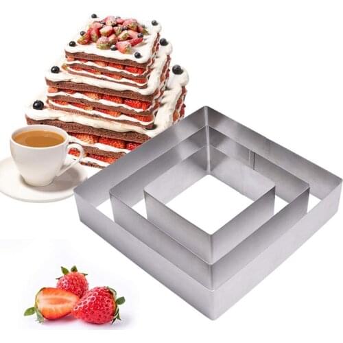 3pcs set stainless steel square mousse cake mould cake ring dessert tools baking accessories baking DIY cookies baking mold