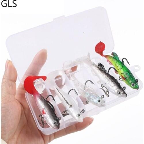 GLS Durable 8.5 cm/8 cm T-shaped Tail Ring Tail Fake Bait 5 Colors Soft Bait Kit Suitable For Perch Pike Fishing Lure 2021