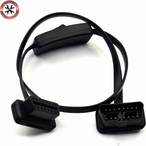 2021 Newest OBD 2 OBD II Splitter 2 in 1 Ultra-thin Noodles Extension Cable with Switch Cable Car Diagnostic Connector Cable