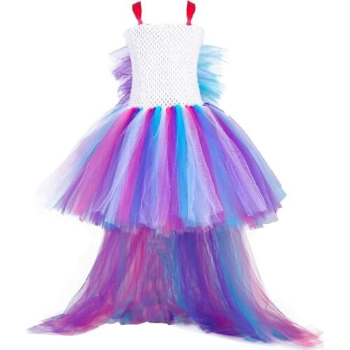 Colorful New Arrival Girl Lovely Unicorn Cosplay Ribbon tutu dress Knee Length Child Little Horse Cos Dresses For Evening Party