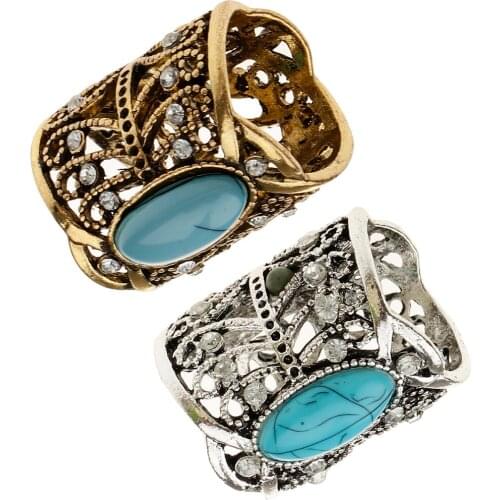 Clear Crystal Turquoise Chiffon Silk Scarf Clips Rings Holder Clasp Jewelry