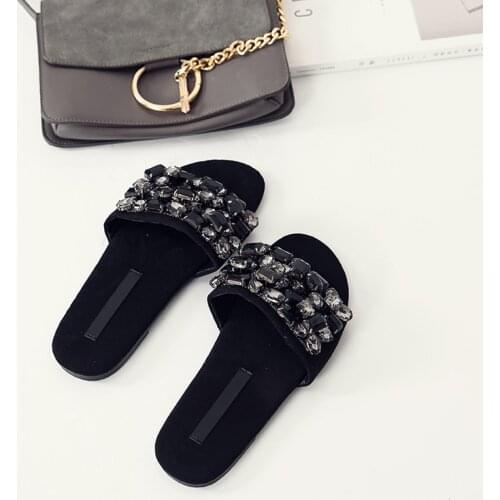 Luxury brand woman flipflops rhinestone design slippers crystal ladies beach sandalias mujer crystal flipflops famous brand