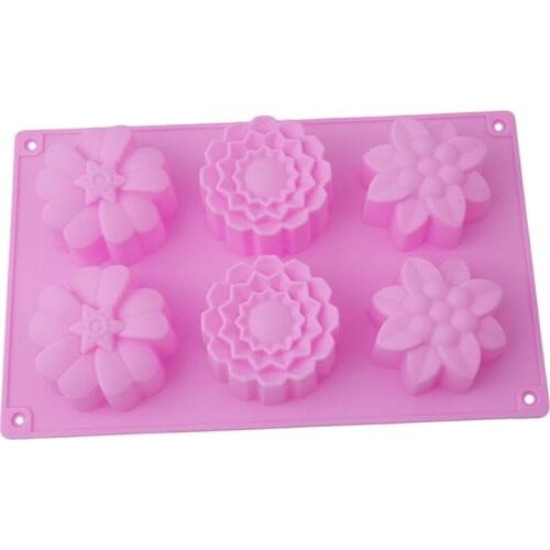Silicone Cake Mold Handmade Soap Mold 6 Lattices 3 Different Flower Pastry Moulds DIY Baking Tools 893335