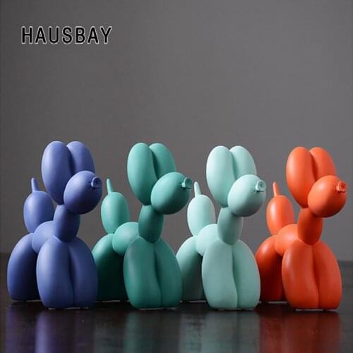 Nordic Balloon Dog Resin Crafts Sculpture Creative Small Ornaments Modern Simple Statues Home Decorations Animal Decor D032