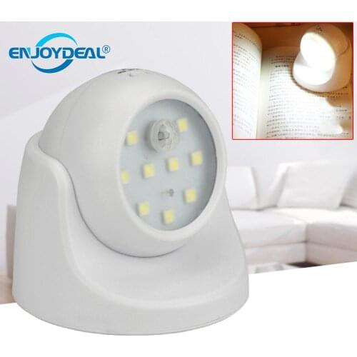 9 LED Led Motion Sensor Night Light Rotation Childrens Nightlight Wireless Waterproof Motion Activated PIR Sensor Light Lamp