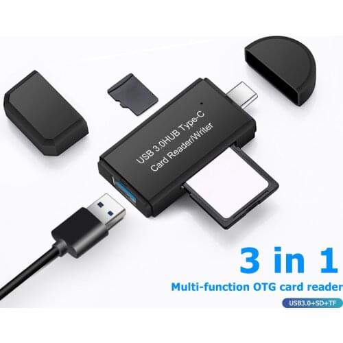 YC-432 Memory Card Reader USB C Plug to USB 3.0 Port OTG Adapter Secure Digital TF Card Slot for Laptop Smartphone for Windows