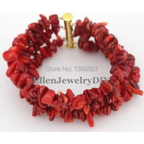 Vogue 3 Rows Red Coral Bracelet Nigerian Coral Beads Bracelet Statement Bridesmaid Bracelet Gift African Bridal Jewelry