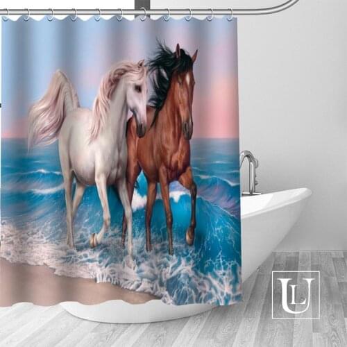 Custom Horse Curtain Fabric Modern Shower Curtain bathroom beautiful Curtains Bath decor Polyester Cloth Waterproof