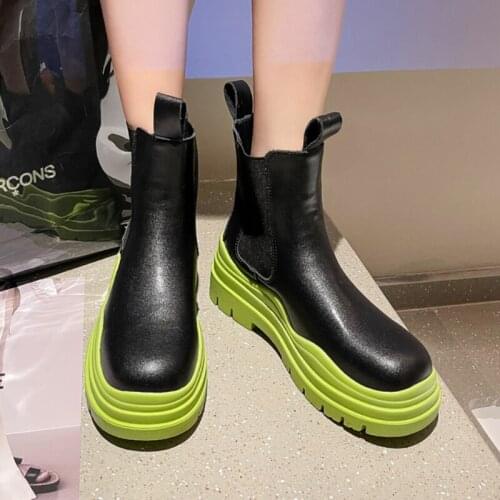 2021 New Pu Leather Women Ankle Boots Fashion Multicolor Warm Platform Boots Female Chunky Heels Shoes for Women Casual Footwear