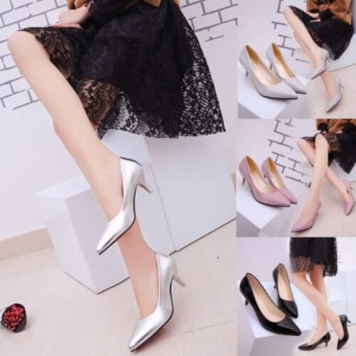 Plus Size 35-40 Woman Office Shoes Fashion Pointed Toe Woman Pump Group Shallow High Heel Pu Womens Party Shoes