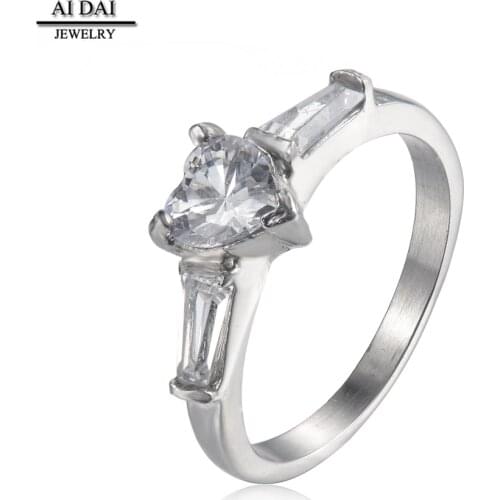 Heart-shaped diamond ring female beautiful love suddenly becomes diamond ring stainless steel casting female ring jewelry