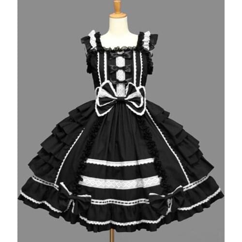 Japanese Sweet Lolita Dress Women Summer Dress Kawaii Soft Girl Wind Cute Cartoon Lolita Suspender Dress Cute Costumes FF2329