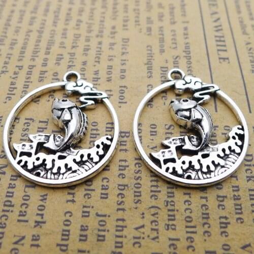 10PCS/Lot 22mm*25mm Antique Silver Color Fish Charms Necklace Pendant For Jewelry Making DIY