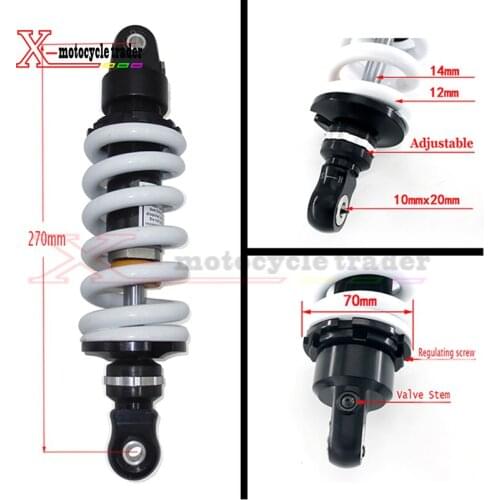 1000LBS adjustable damping 270mm rear shocks absorber/suspension for 110/125/140/150/160cc KLX110 CRF50/70 Dirt Pit Bikes