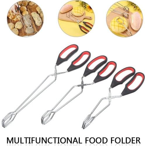 23.5cm/28cm/33cm Scissors Tongs Metal BBQ Bread Roast Tongs Food Meat Picking Clips Clamp Long Handle For Barbecue Picnic
