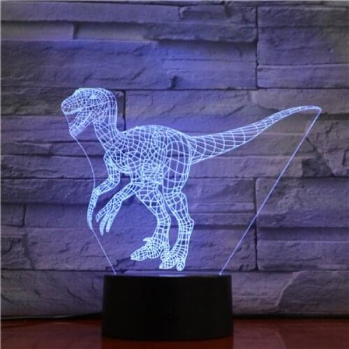 3d Lamp Indoor Decoration Jurassic Park Dinosaur Raptors Best Gift for Child 7 Colors with Remote Awesome Led Night Light Lamp