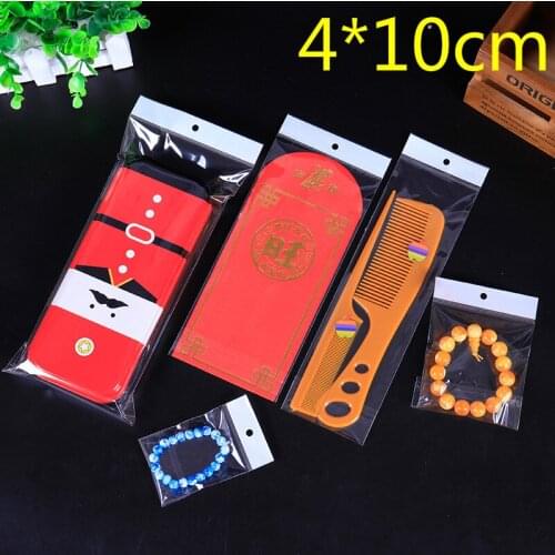 4*10cm Clear Self Adhesive Seal Plastic Storage Bag OPP Poly Bag Retail Packaging Package Bag W/ Hang Hole Wholesale 500Pcs/Lot