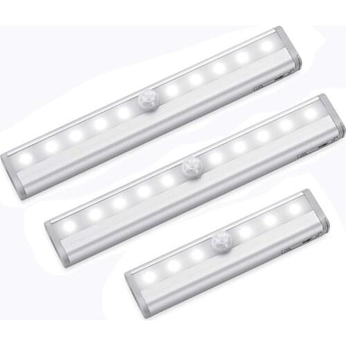 6/10 LEDs PIR LED Motion Sensor Lights LED Under Cabinet Night Light Cupboard Wardrobe Lamp For Closet Stairs Bedroom Kitchen