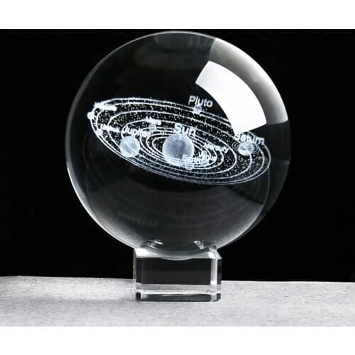 60mm 3D Solar System Crystal Ball Miniature Laser Engraved Planet Model Sphere Gift for Astrophile Home Decor Ornament