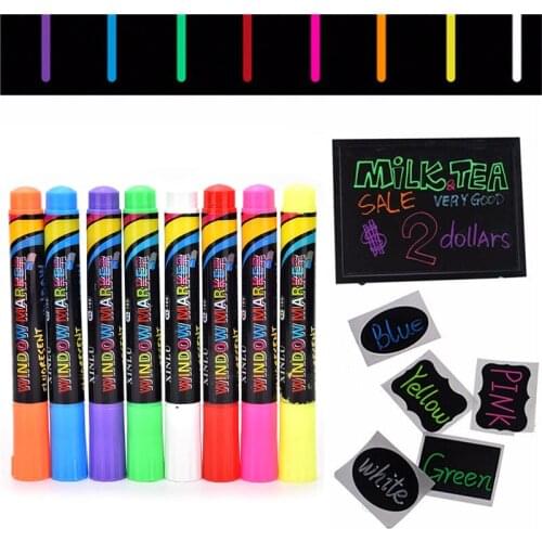 8 Colors white board maker pen white board whiteboard marker liquid chalk erasable glass ceramics maker pen easy erasing 1PC